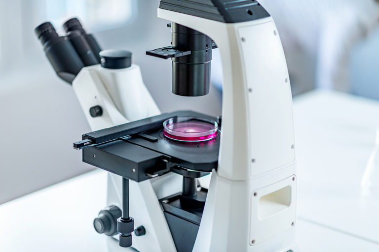 Microscope in laboratory