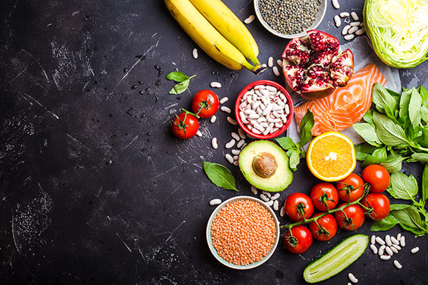 Top view of healthy diet food