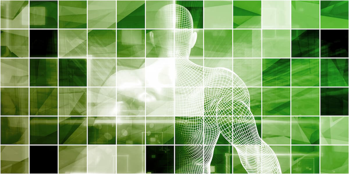 Man on green background