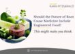 Graphic for Dr. Kara Fitzgerald’s article, “Should the Future of Root Cause Medicine Include Engineered Food?” featuring a futuristic plate of engineered foods and plants.